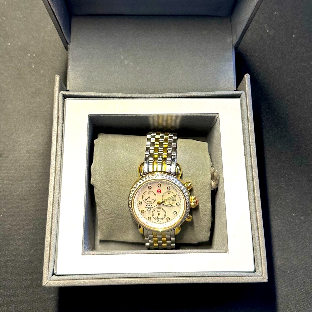 Michele Deco Diamond Two Toned Watch